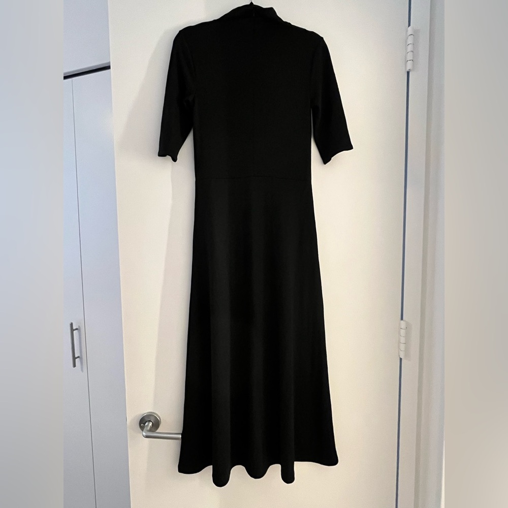 Vince Elbow-Sleeve Turtleneck Midi Dress Black Small